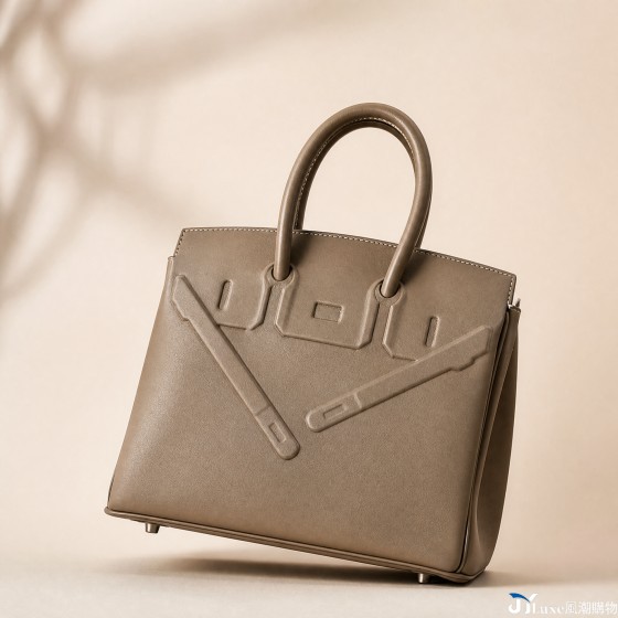 Hand-stitched original swift leather embossed shadow Phantom platinum bag, 25cm Kelly bag